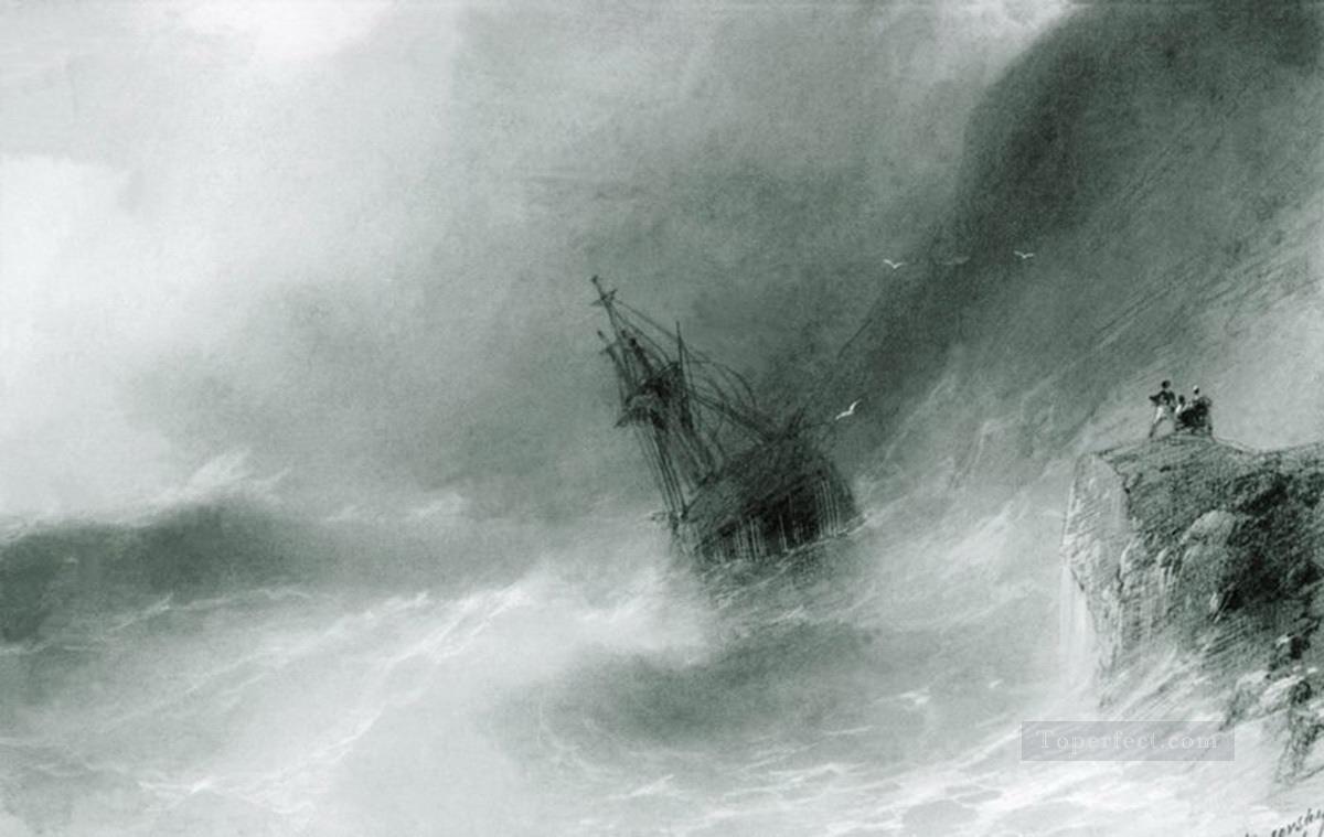 Ivan Aivazovsky el barco arrojado a las rocas 1874 Marina Pintura al óleo